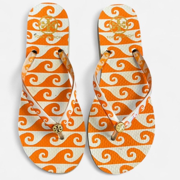 Tory burch orange flip flops - Picture 2 of 7